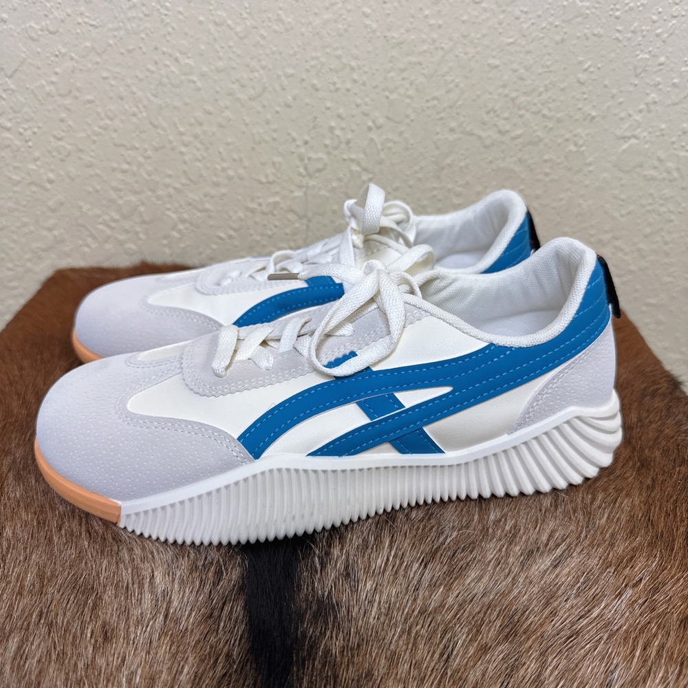 DE FLORANCE $139 8.5 Cloudea 1.0 White Blue Low Top Sneakers Italy Comfort